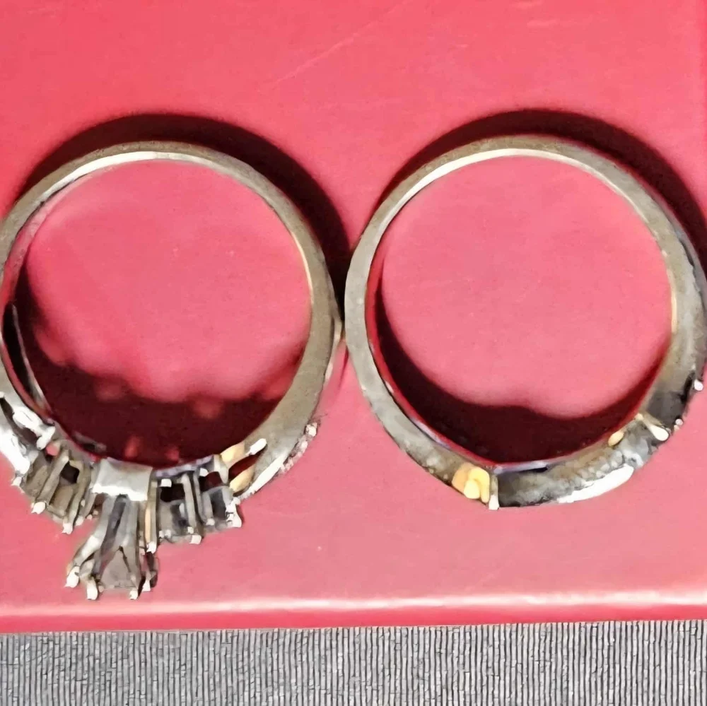 Wedding Set Natural Diamond Rings, 14K White Gold - Picture 4 of 7